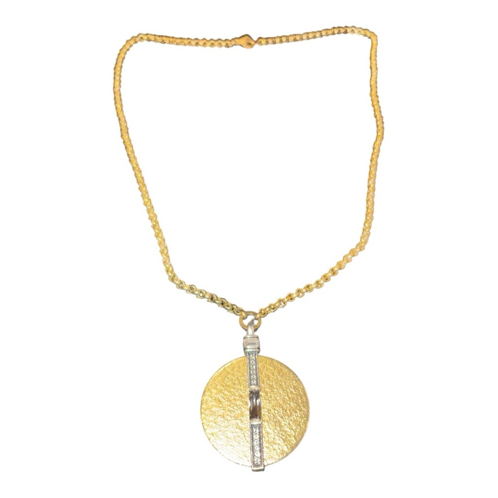 Silpada K&R Collection Swarovski Crystal Brass/Silver Token Necklace LS
